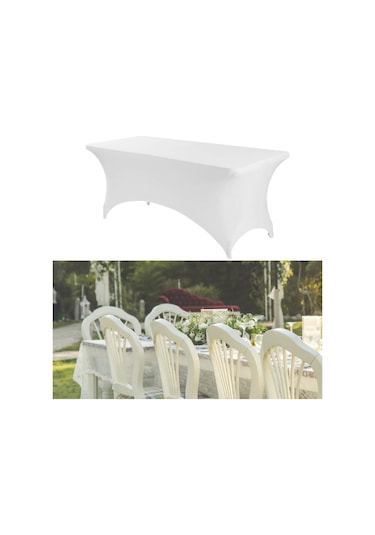 Homyl Katlanır Masa Için Örtüsü Spandex Satıcı Düğün Doğum Günü Beyaz