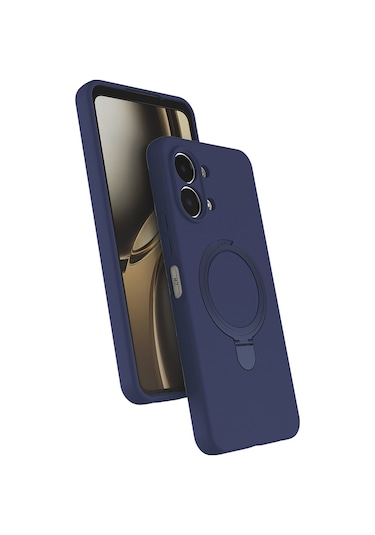 Oppo A6 Pro Kılıf Magsafe Şarj Özellikli Standlı Sensitive Touch Samara Kapak Lacivert
