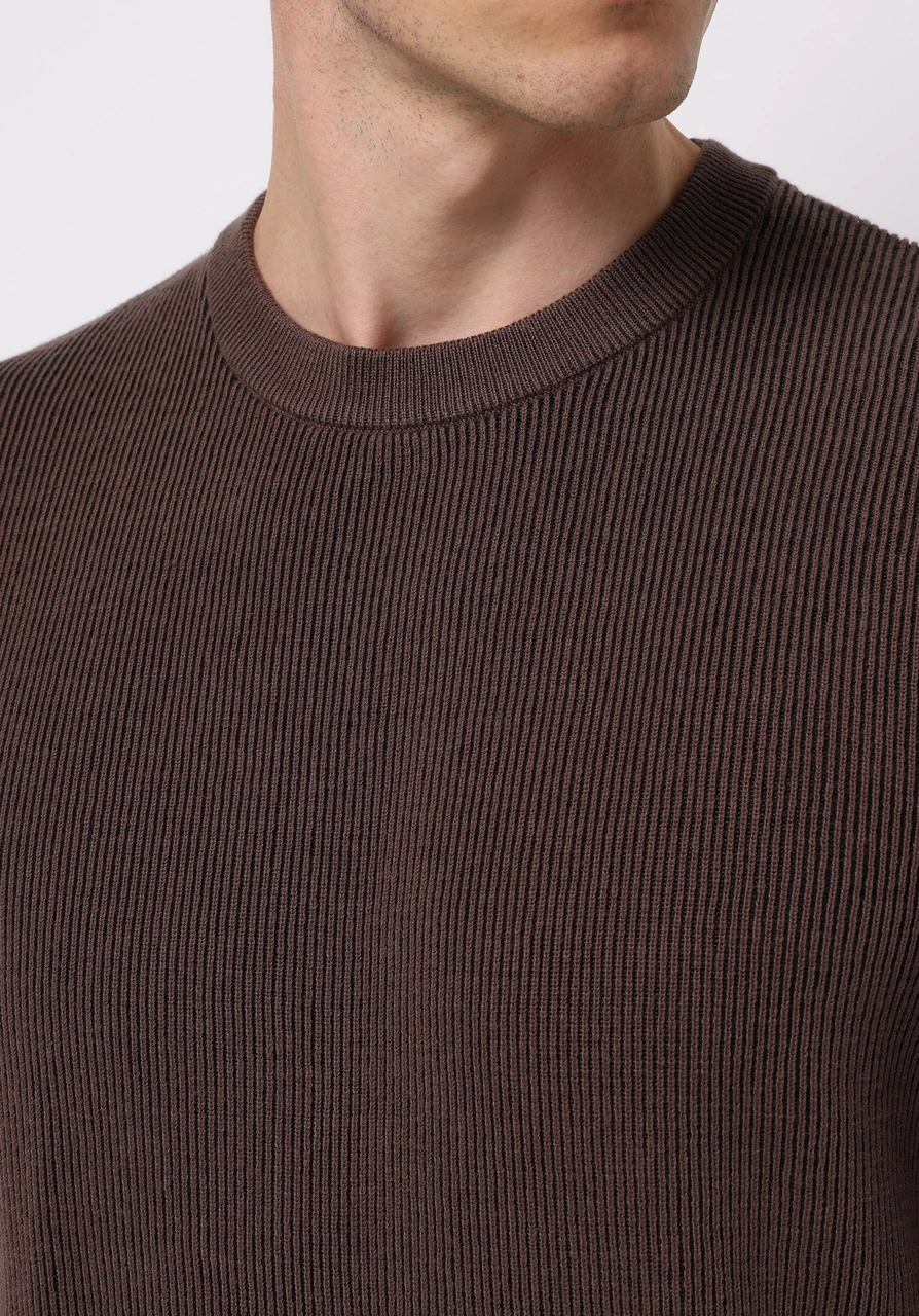 Colins Regular Fit Yuvarlak Yaka Jakarlı Erkek Kahverengi Kazak Cl1076739 Q1.v2 Brw Kahverengi