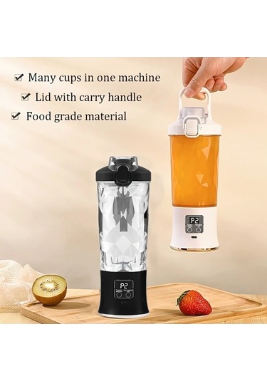 Fastbuy Kompakt Usb Şarjlı Blender, 20oz, Beyaz, Dijital Ekran, Paslanmaz Çelik Beyaz