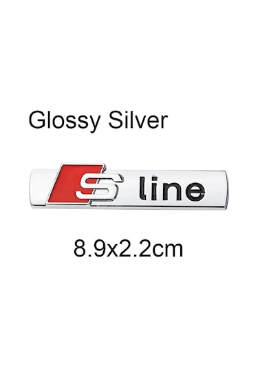 Mat Gümüş 7,3cm-s Line Logo Çıkartması Metal Alaşım Araba Rozeti Sline Amblem Yarış Audi A3 A4 A5 A6 S7 A8 S3 S4 S5