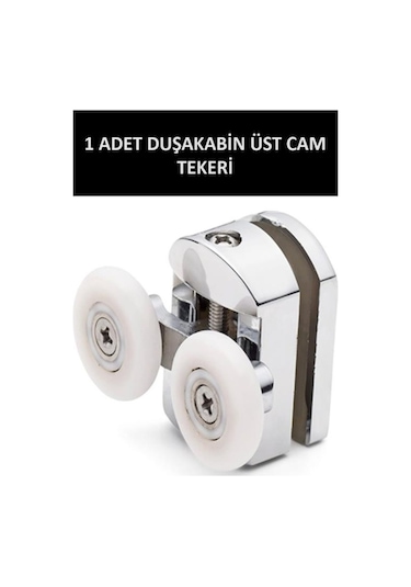 1 Adet Üst Duşakabin Tekerleği Üst Cam Rulman Krom Teker 23 Mm Beyaz - Şeffaf