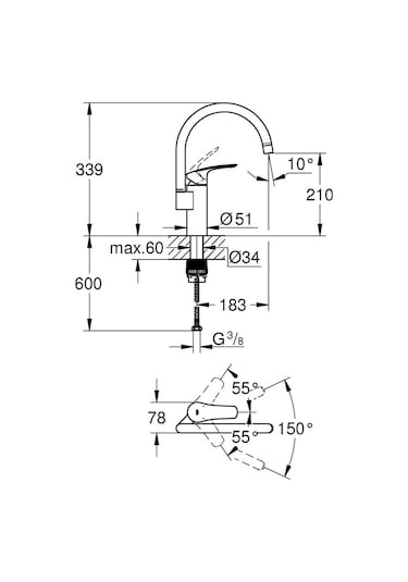 Eurosmart Tek Kumandalı Eviye Bataryası - 33202003