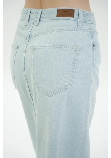 Açık Mavi Yırtmaç Detaylı Maxi Jean Etek C 4532-038 Açık Mavi