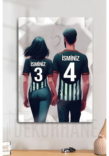 Metal Üzerine - Kişiye Özel Siyah Beyaz, Kara Kartal, Besikt'aşk Taraftar Sevgili Temalı