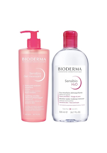 Bioderma Sensibio H2O & Bioderma Sensibio Gel Moussant Foaming Gel 500 x 500 ML 2'li