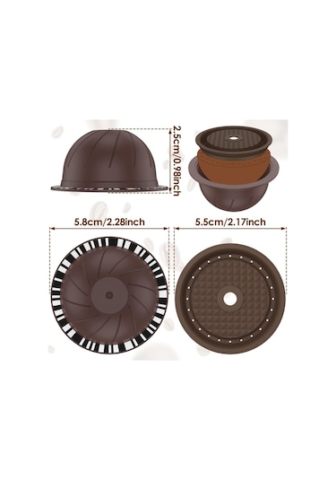 5 Adet Vertuo Tekrar Kullanılabilir Kahve Kapsülü, 2 Adet Silikon Kapaklı Kahve Kapsülü, 1 Adet Kaşık Ve Fırça 150 Ml Diğer