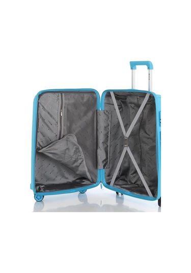 Mçs Bavul Orta Ve Kabin 2li Set Kırılmaz Silikon Valiz V305 Açıkmavi Mavi