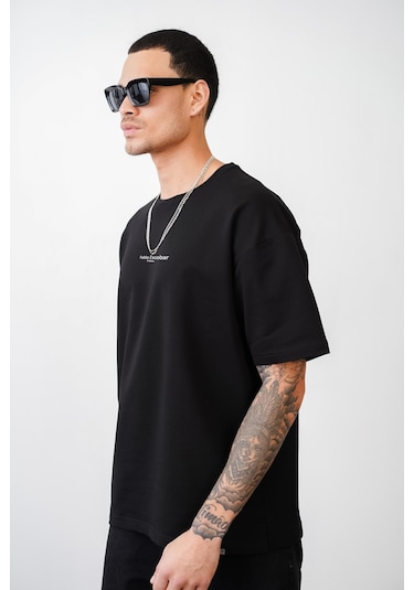 King-Brich Oversize Kalıp Pablo Escobar İs Calling Baskılı Unisex Tişört Siyah