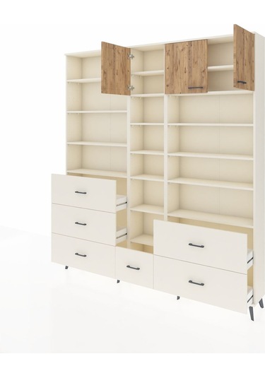 Arges Dolap 17 Raflı 6 Çekmeceli 3 Kapaklı 220x30x243 Aytaşı-çam/aytaşı Atlas Çam/aytası