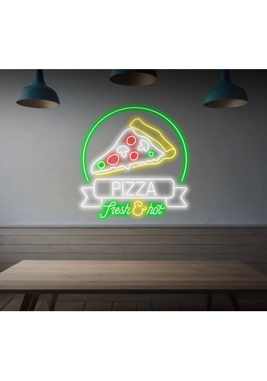 Twins Led Pizza Fresh&hot Yazılı Ve Şekilli Neon Tabela Beyaz Model:model:64793366 Beyaz