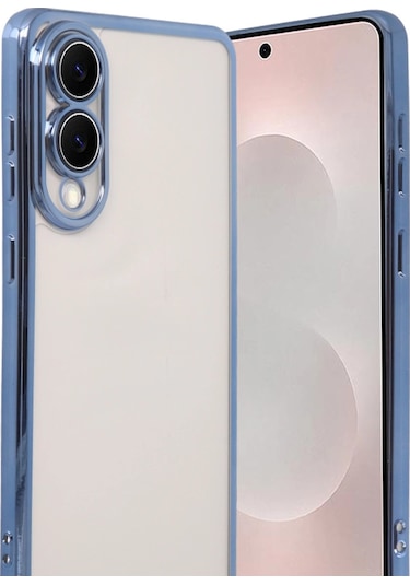 Samsung Uyumlu Galaxy S25 Edge Kamera Korumalı Lensli Silikon Açık Mavi,