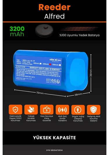 Reeder Alfred 3200mAh Robot Süpürge Bataryası