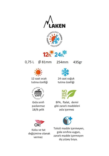 Laken Paslanmaz Çelik THERMO FLASK 0,75L RED -  LK1875R Kırmızı