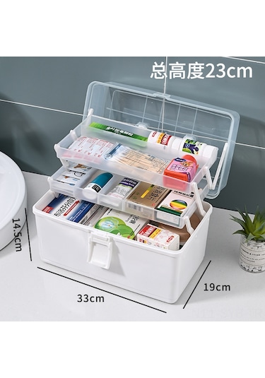 Symbee Büyük Kapasiteli Ev İçi İlaç Kutusu, Katlı Taşınabilir Plastik İlaç Saklama Kutusu, Beyaz Büyük Boy, Taşıma Koluyla Beyaz