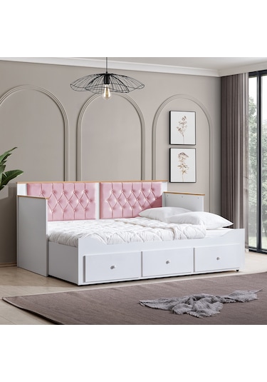 Alaçatı Divan Çekmeceli Açılır Çift Kişilik Karyola+ Soft Yatak