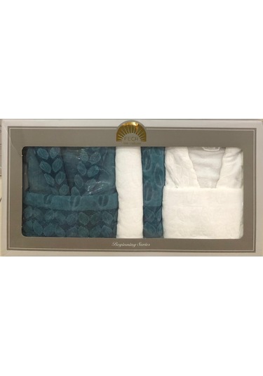 Royam Fecr %100 Pamuk Kadife Aile Bornoz Seti Antrasit