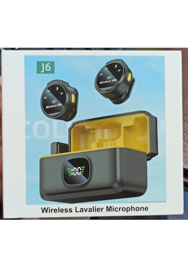 J6 Iphone Ve Android Uyumlu Mini Kablosuz Yaka Mikrofonu Göstergeli Led Şarj Kutulu Gürültü Azaltma