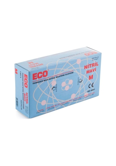 Eco Nitril Pudrasız Muayene Eldiveni Mavi 100'lü