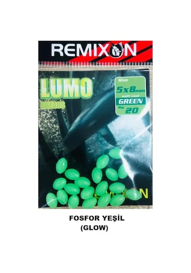 Remixon 5X8 Mm Yumuşak Boncuk Fosfor Yeşil (20'Li Paket)