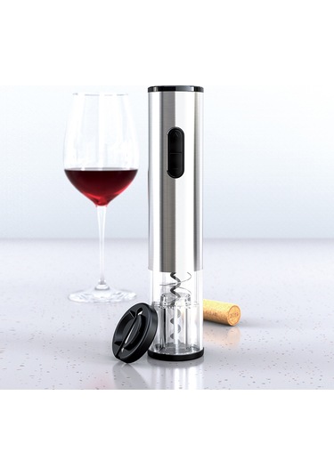Vkemall Elektrikli Şarap Açıcı, Usb Şarjlı, 700mah Batarya, Paslanmaz Çelik + Abs, Hızlı Ve Kolay Kullanım Gümüş
