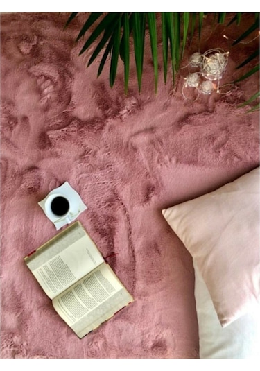 Saraz Halı Peluş Halı Soft Gül Kurusu