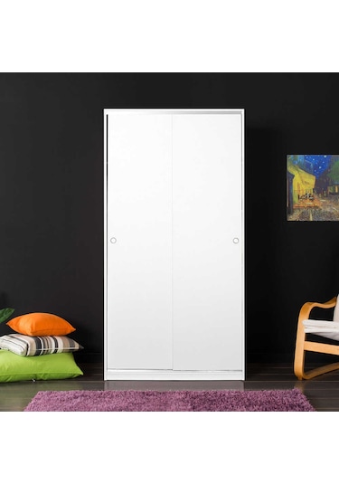 5 Raflı Sürgülü Gardırop - Beyaz