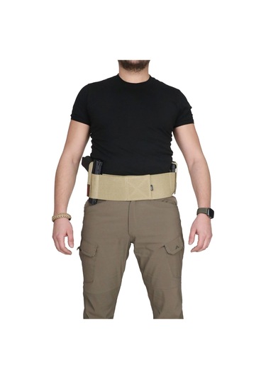 Özel Petek Dokuma Premium Korse Tabanca Kılıfı Çift Şarjörlüklü // Bej Bej