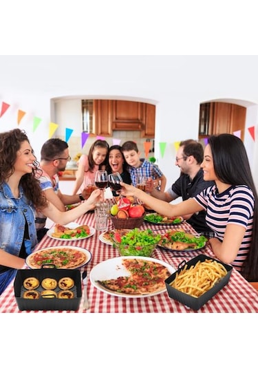 Siyah Hava Fritözleri Tava Uygun İyi Tokluk Yeniden Kullanılabilir Hava Kızartma Pot Astar Silikon Tepsi Ev Kaynağı L Siyah