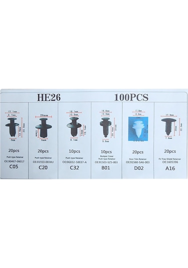 Singree 100 Parçalık Çeşitli Montaj Klips Seti, 6 Farklı Tür İle Pratik Kullanım İmkanı