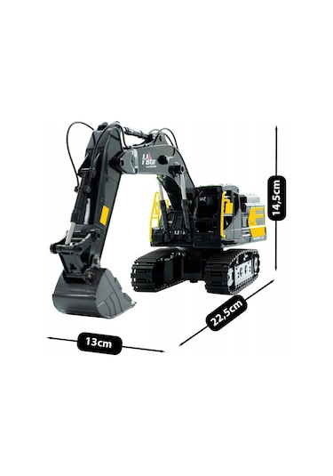 Oyuncak 1:12 Ölçek Büyük Boy Işıklı Sesli Şarjlı Duman Atan Kumandalı Kepçe Sarı Sarı