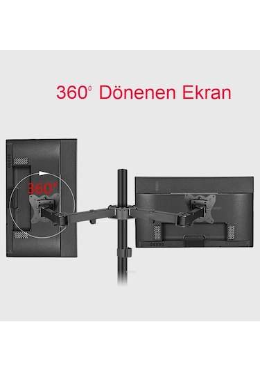 Monitör Standı Çift Kollu Masaüstü Ayarlanabilir 14-32 İnç Vesa U
