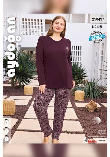 Aydoğan Kadın İnci Büyük Beden Vişneçürüğü Pijama Takımı 0497 Bordo