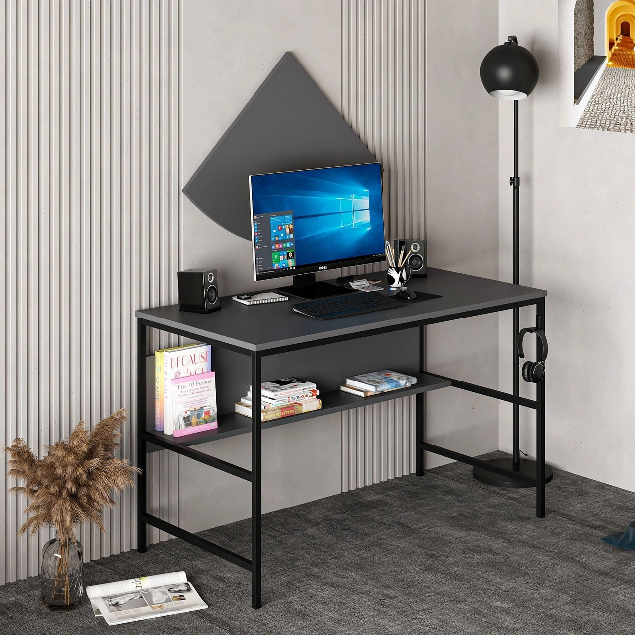 Minar Greta Çalışma Masası Modül1 - Antrasit Siyah