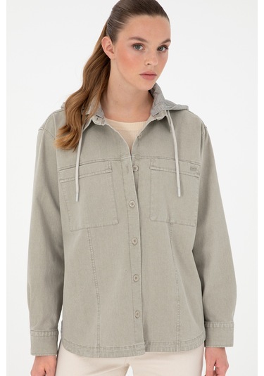 U.s. Polo Assn. Kadın Açık Haki Gömlek Desenli 50291070-vr183 Açık Haki