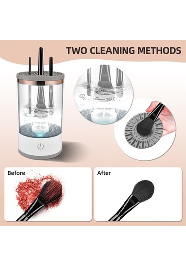Didadodo Usb Şarjlı Otomatik Döner Makyaj Fırçası Temizleyici - Tüm Boyutlar İçin Uygun Şeffaf Küçük Boyutlar İçin Uygun Şeffaf
