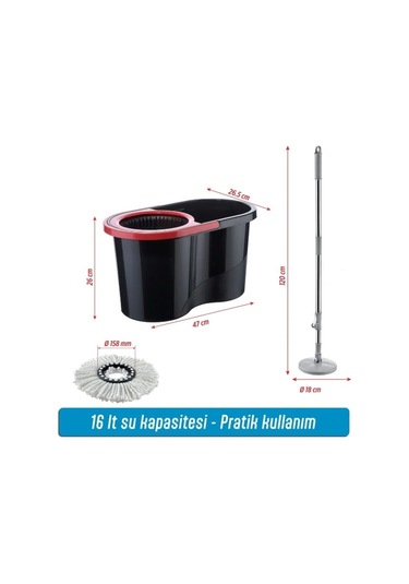Polenplus Black Edition Otomatik Temizlik Seti - Kova Mop Seti
