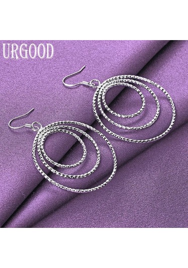 925 Ayar Gümüş Şerit Üç Yüzük Kolye Küpe Moda Takı