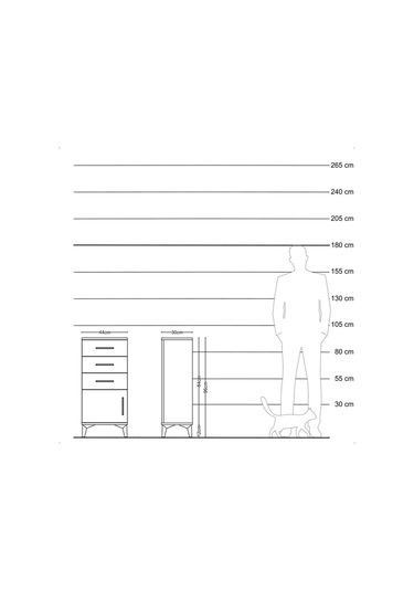 Arges Komodin 3 Çekmeceli Tek Kapaklı 44x30x96 Aytaşı-çam Aytaşı