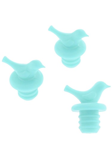 Suntek 3 Adet Silikon Küçük Kuş Şarap Şişesi Tıpa Mavi