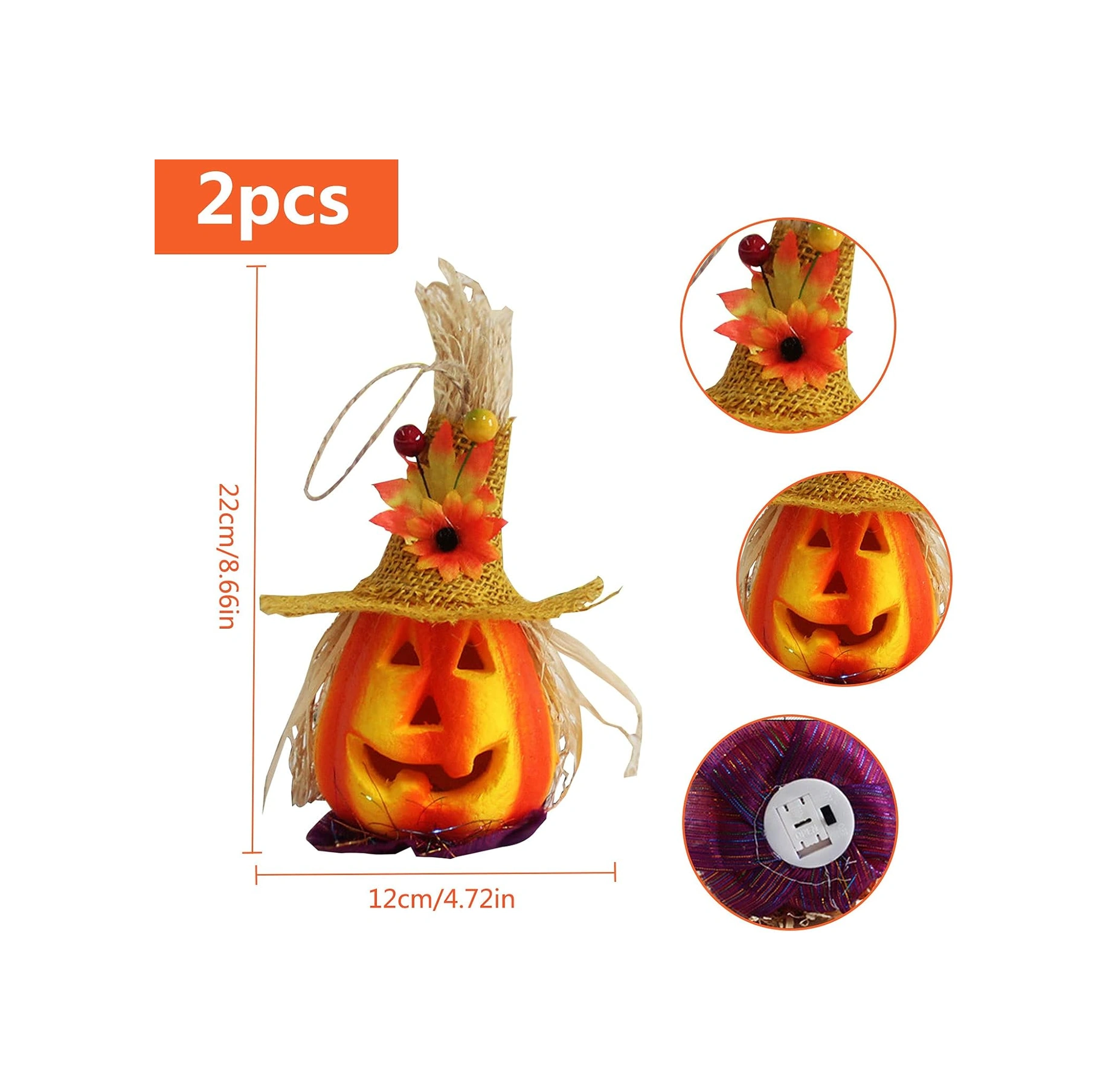 Işıklı Jack-o-lantern'ler, Led Işıklı Benzersiz Tasarım Cadılar Bayramı Süslemeleri, İç Ve Dış Mekan Kullanımı, Hasat Sevinci, Üflemeli Tasarım, Yeniden Kullanılabilir Diğer