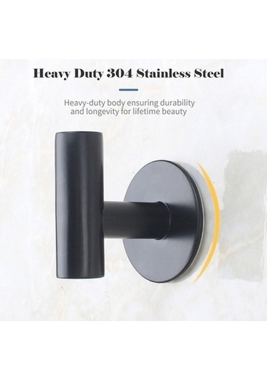 Tongxida Bosphorusboutique Siyah Mutfak Monte, Paslanmaz Kancalı Havlu Askısı, Duvara Çivisiz Montaj Siyah