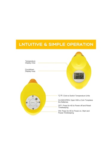 Sones Sn062 Çocuk Banyo Termometresi Su Bebek Banyo Sarı Ördek Su Termometresi Sarı