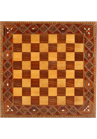 Orta Boy Metal İspanyol Satranç Takımı Antik Ve El Yapımı Masif Ahşap Düz Satranç Tahtası