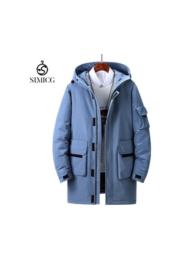 Yeni Kışlık Düz Renk Orta Boy Dolgulu Ceket - Mavi Mavi