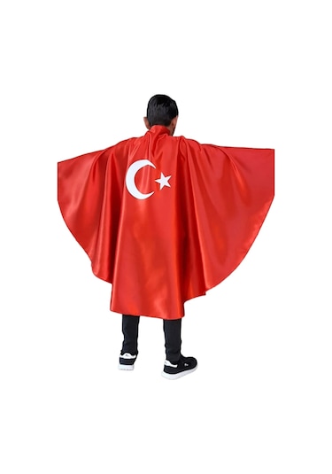 3-13 Yaş Arası Ay Yıldız Bayrak Pelerin Yeni Sezon BY1214