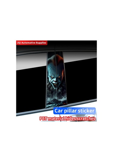 Korku Palyaço Araba Çıkartma Otomobil B Sütun Su Geçirmez Güneş Koruyucu Dekorasyon Kapağı 009 2pcs 1 Piece Set