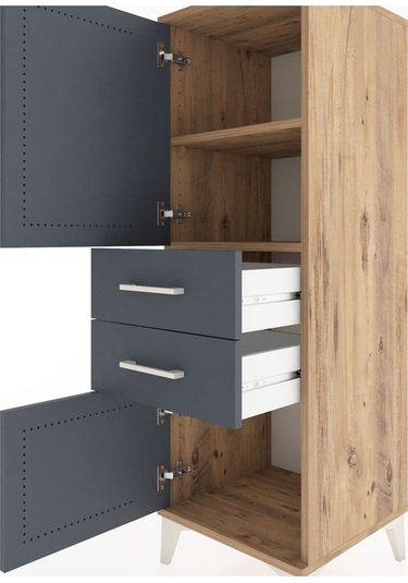 Hyperion Dolap 2 Raflı 2 Çekmeceli 2 Kapaklı 44x44x134 Çam-an... Çam