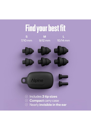 Alpine Partyplug Müzik Kulak Koruma Tıkaçları, 19 Db Gürültü Azaltma Siyah