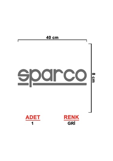 Sparco Sticker - Oto Sticker - Araba Sticker - Araç Sticker - Cam Sticker - 40cm X 8cm - Gri